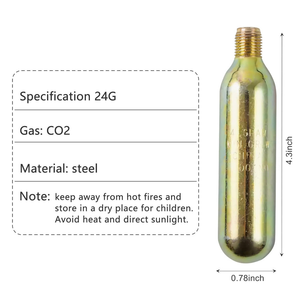 Metal CO2 rearming cartridge cylinder with brass threads and steel body