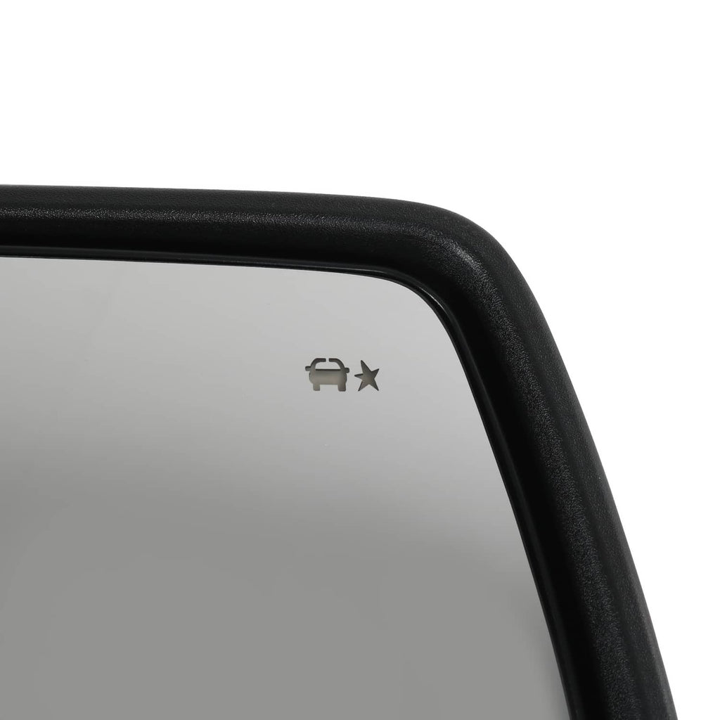Black mirror housing corner with mounting icon and curved trim