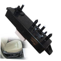 Black power seat control switch module with multi-pin terminals and mounting tabs