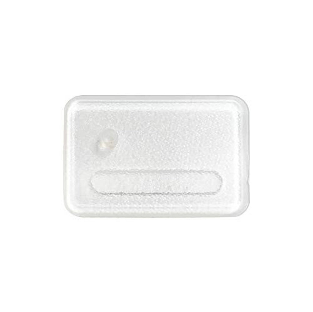 Transparent rectangular plastic stand base with molded oval slot detail