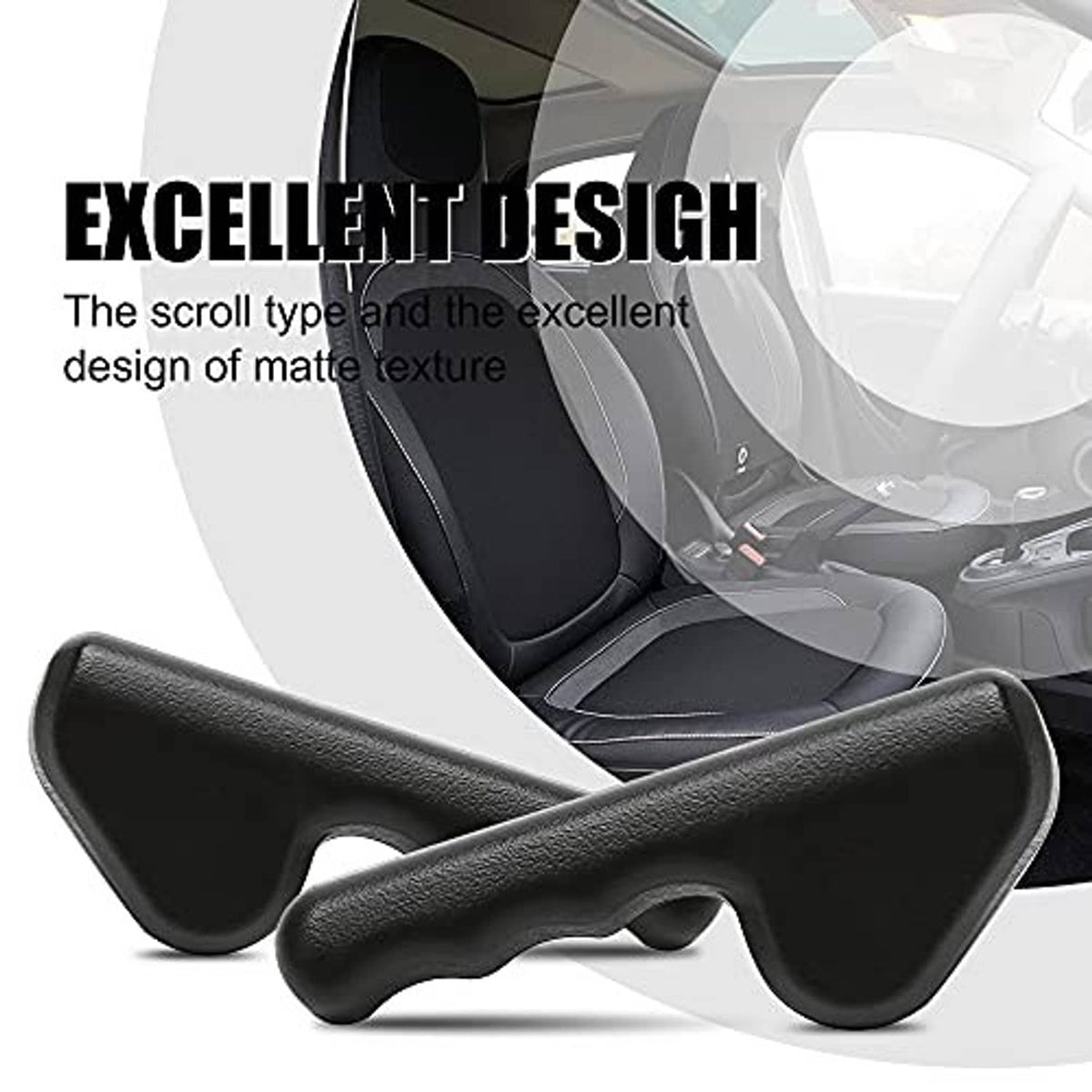 Pair of black textured seat adjustment handles with contoured grip profile
