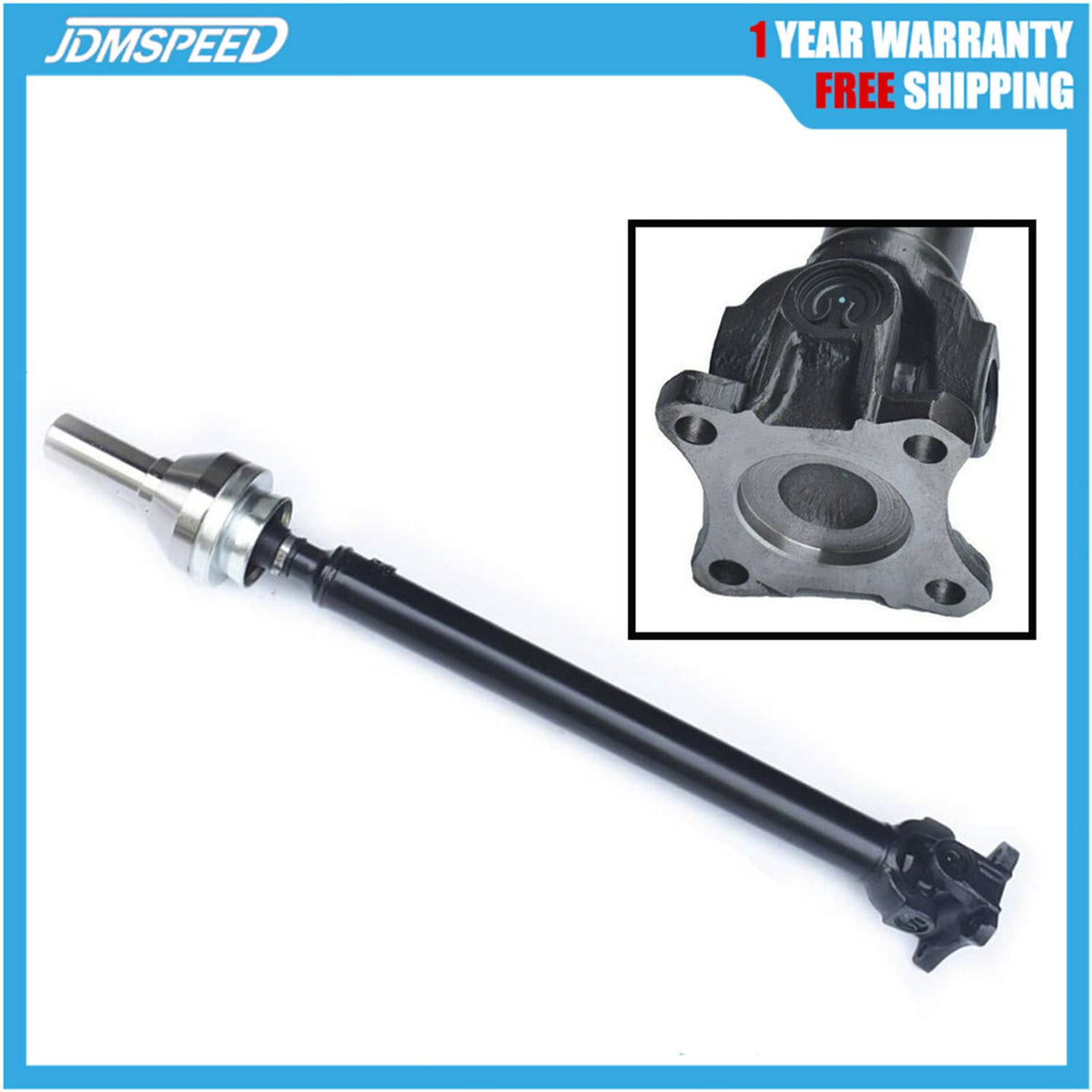 Front prop drive shaft assembly with black steel shaft and mounting flange