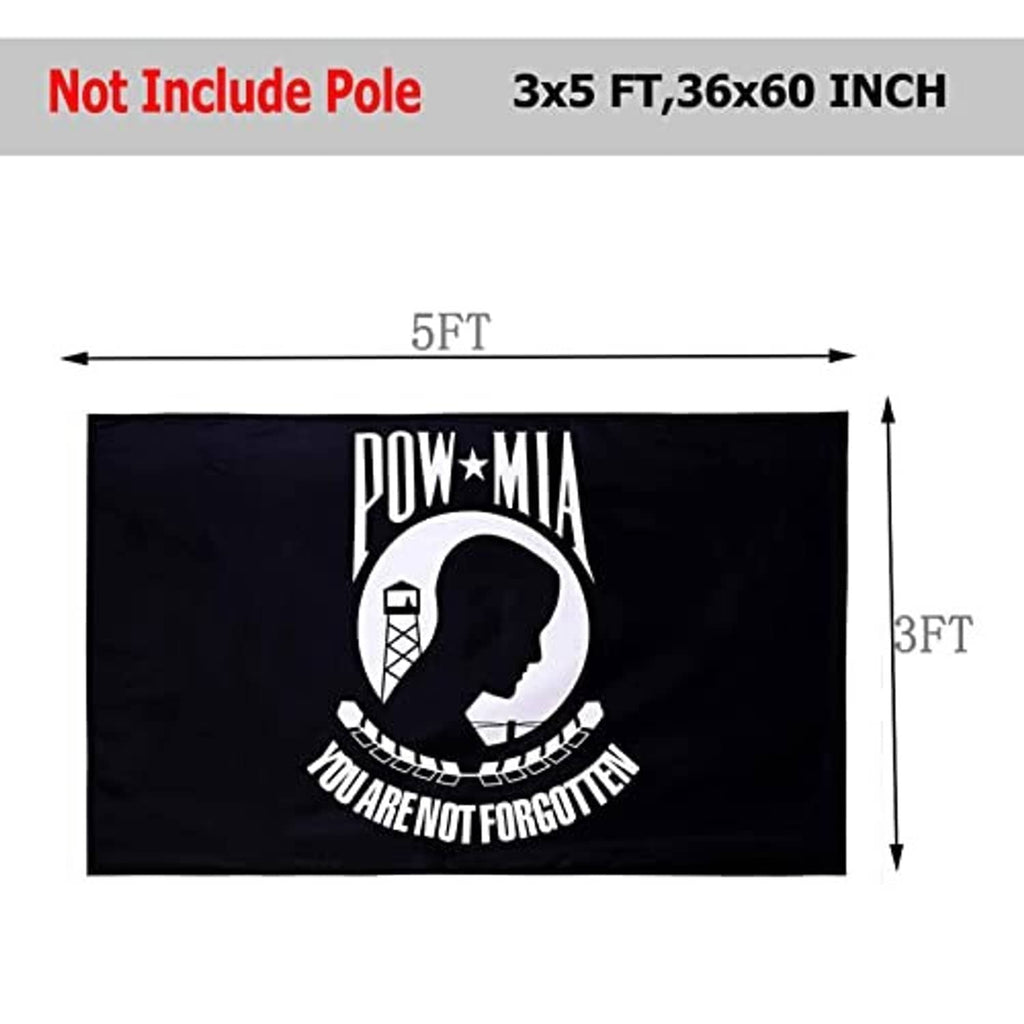 Black POW*MIA flag size 3x5 ft with centered emblem