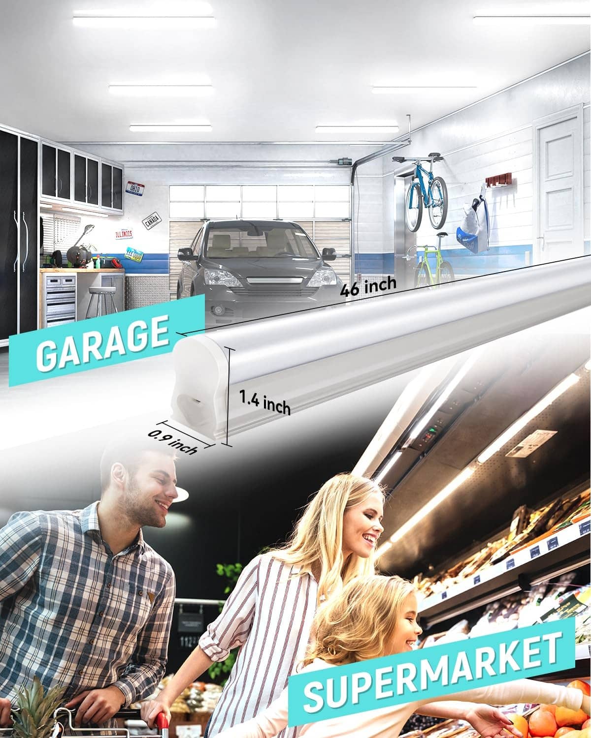 White T5 LED shop light tubes for garage or storefront installation