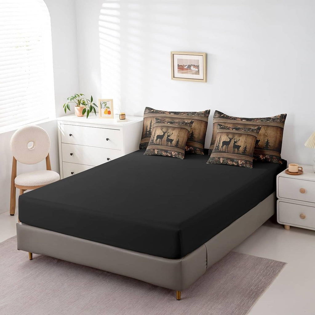 Queen hunting deer camo bedding set with comforter and two matching pillow shams