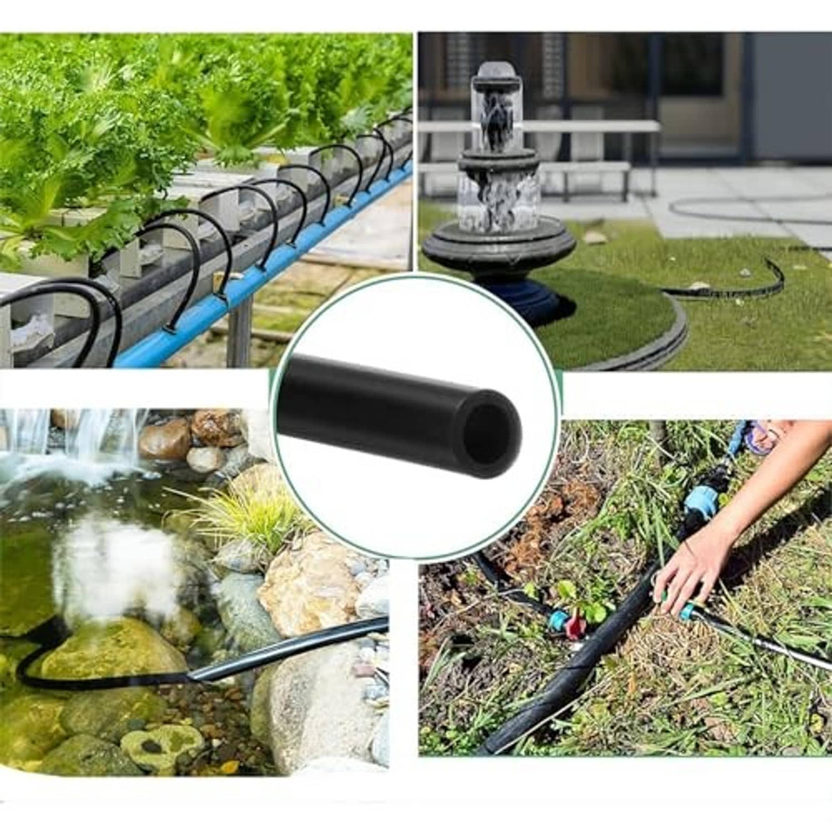 Black silicone tube used outdoors as a continuous line