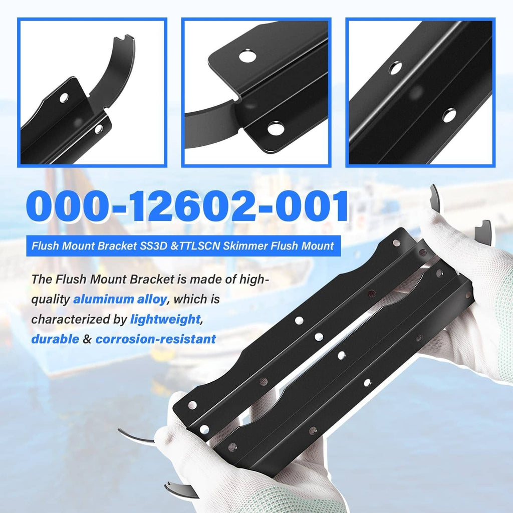Black flush-mount bracket set with curved rails and evenly spaced mounting holes