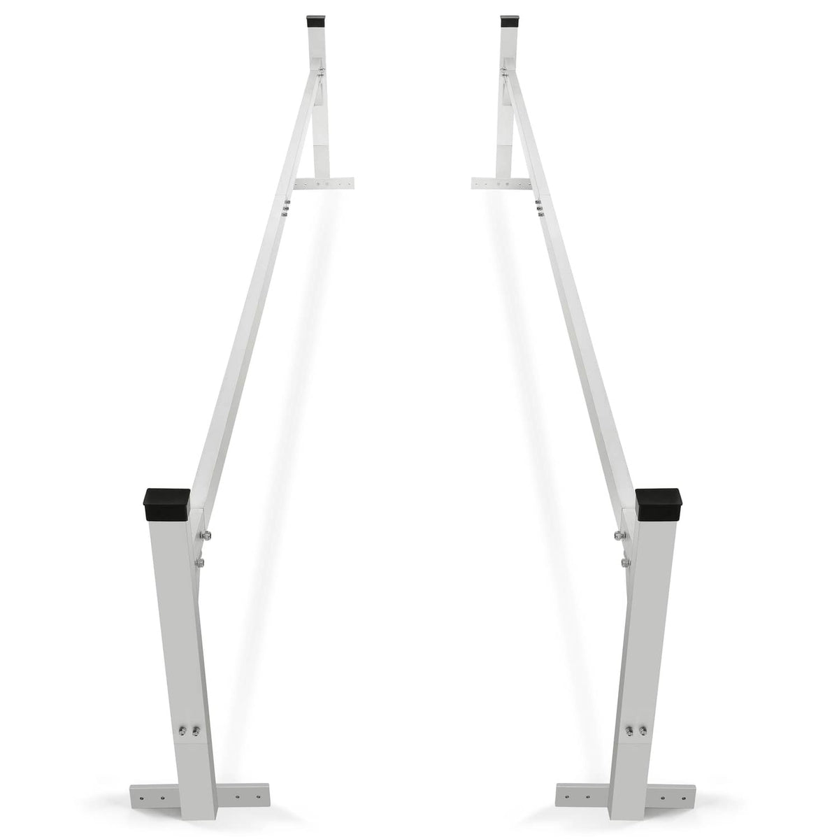 Pair of adjustable ladder rack roof mount brackets with legs and black end pads