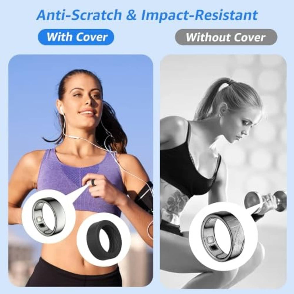 Silicone ring covers in black and light starlight for anti-scratch, impact-resistant protection