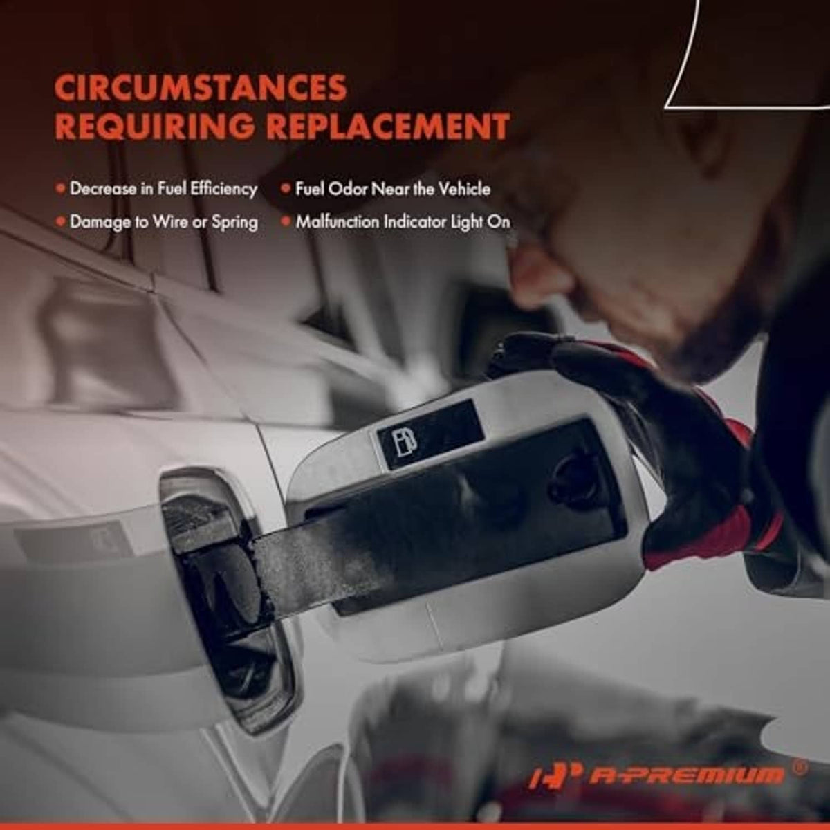Fuel filler replacement scene with cap removed from a car