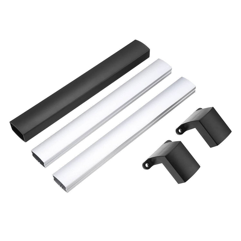 RV screen door cross bar handle kit with black grip and silver mounting rails