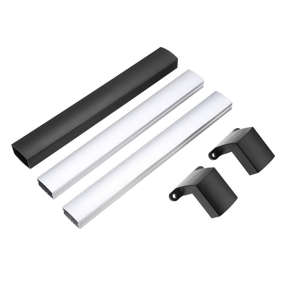 RV screen door cross bar handle kit with black grip and silver mounting rails