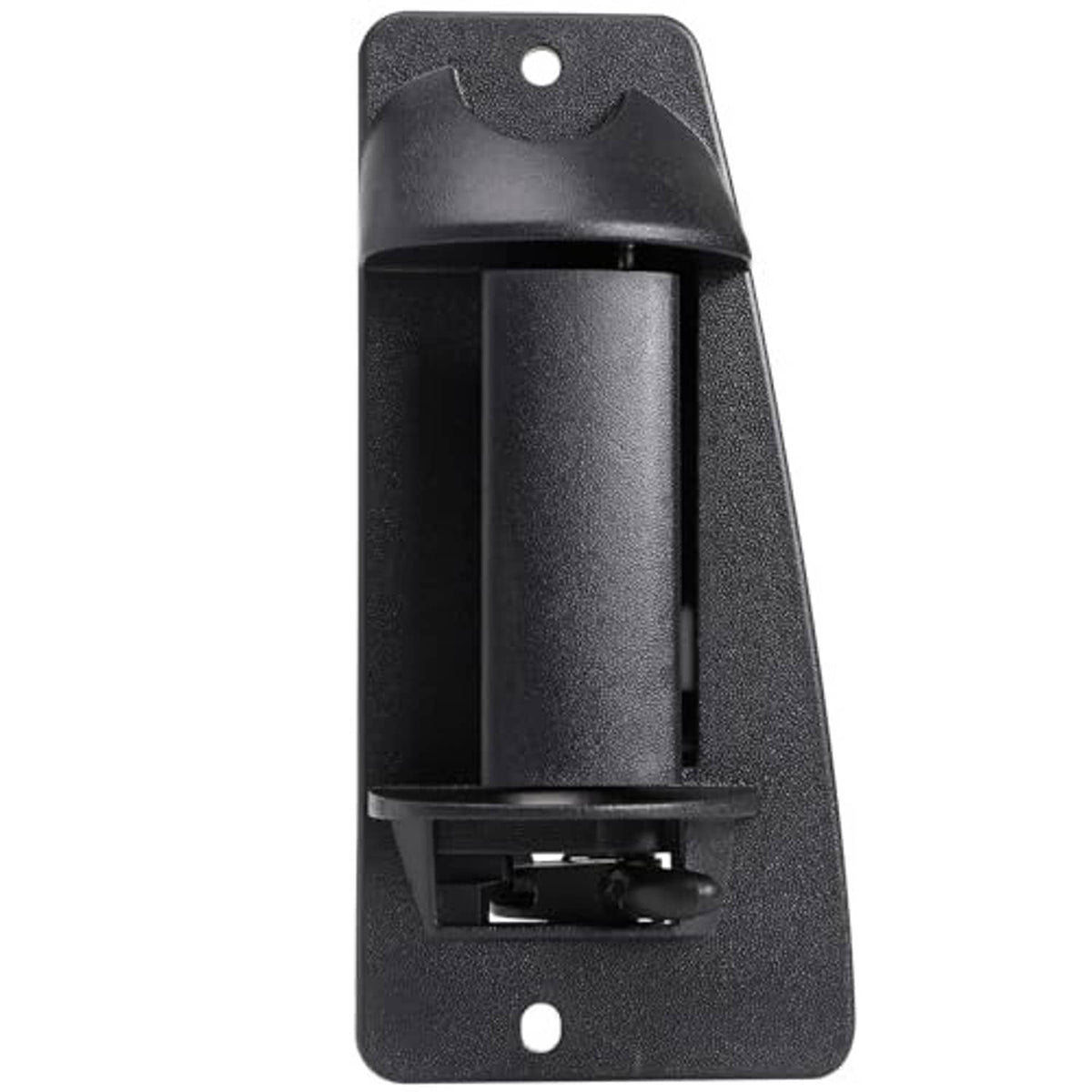 Black textured exterior door handle with pull grip cover and mounting holes
