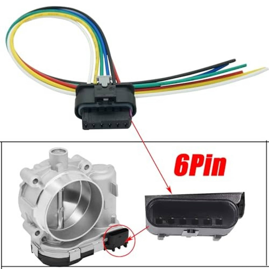 6-pin throttle connector pigtail with multicolor leads and black plug housing