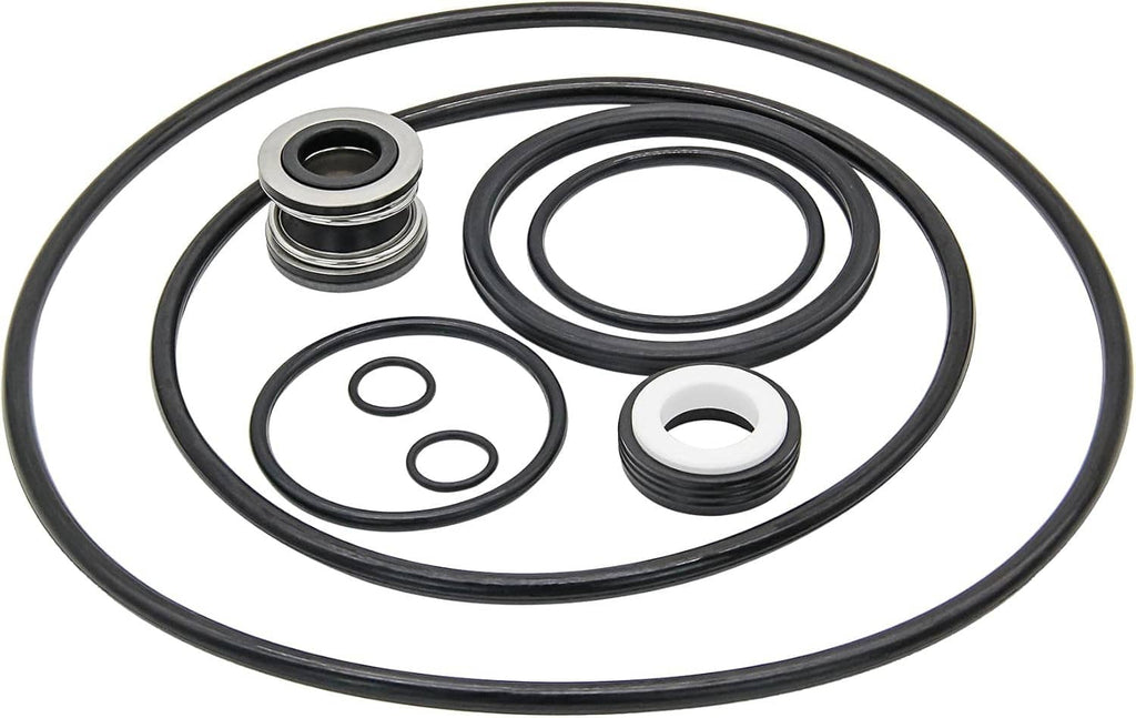 Pool pump O-ring and seal kit with black rubber O-rings and a metal spring seal
