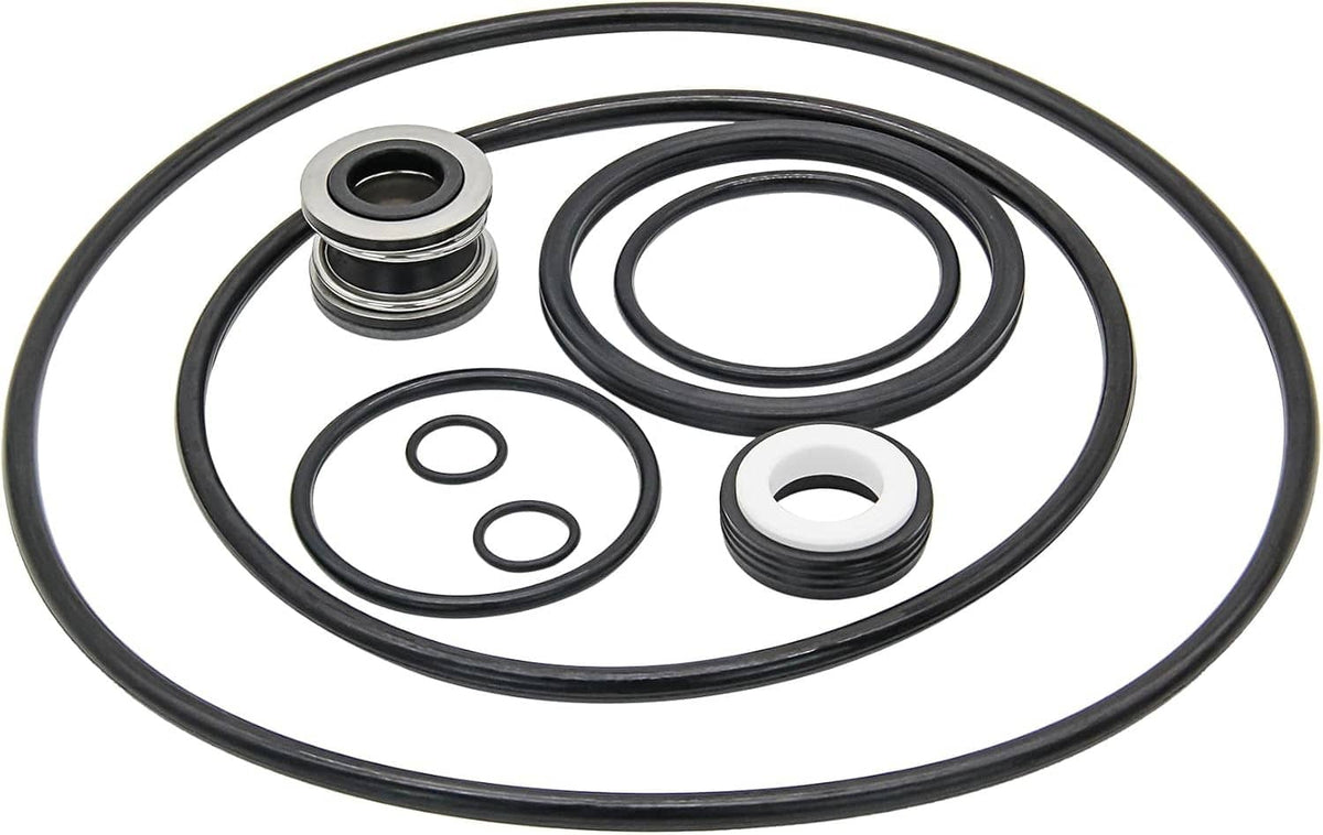 Pool pump O-ring and seal kit with black rubber O-rings and a metal spring seal