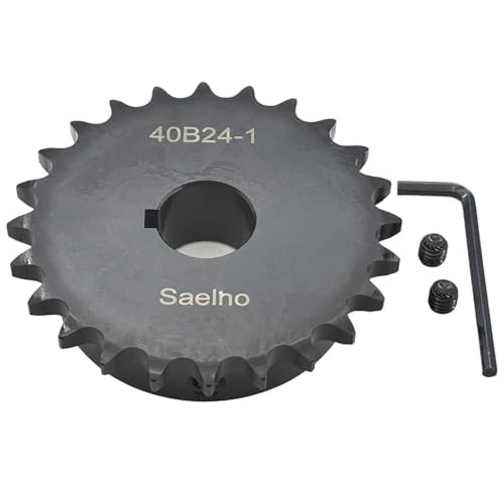 Roller chain sprocket, dark gray, 40B24-1 mark, center bore; Allen key and two bolts