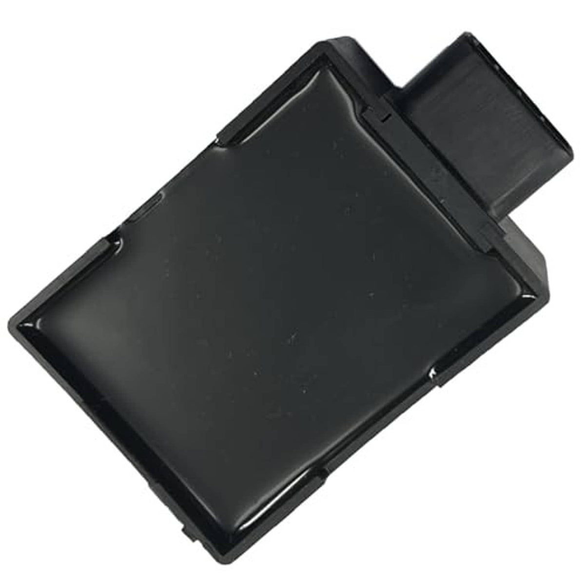Black CDI ignition module box with side connector and mounting tabs