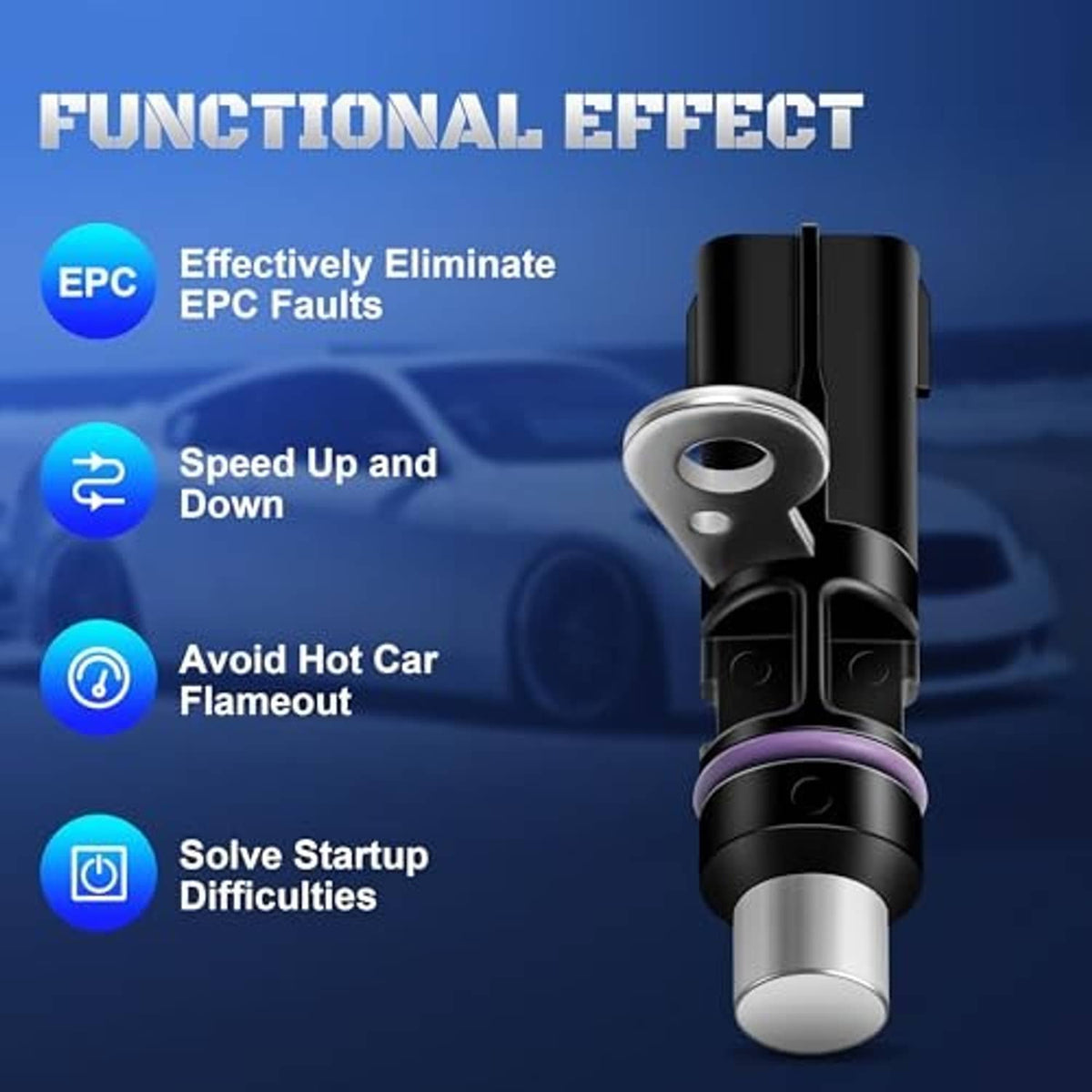Crankshaft position sensor with black body and silver electrical connector end