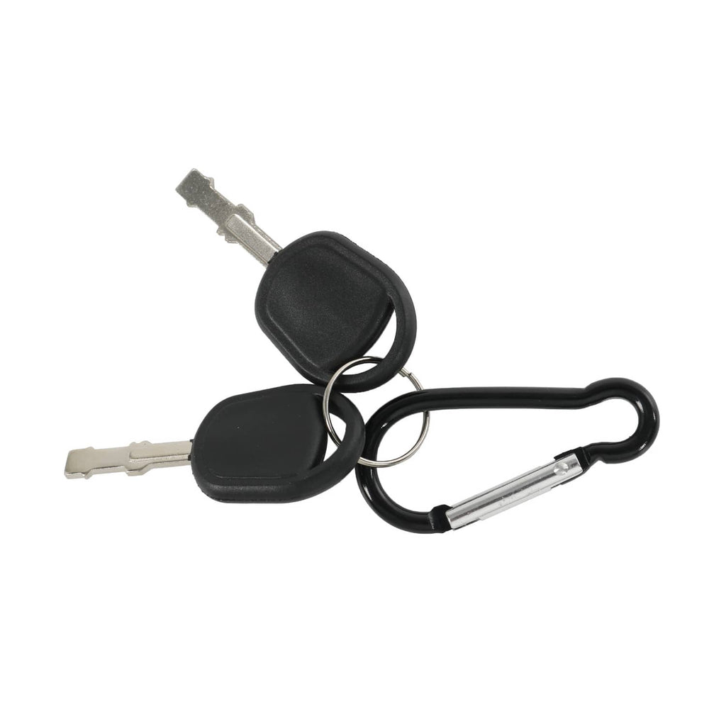 Ignition switch starter with black key fob, key, and wire with metal tip