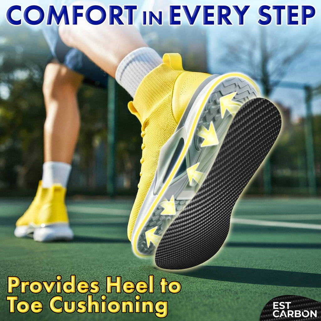 Carbon fiber insole providing heel-to-toe cushioning, black textured base.