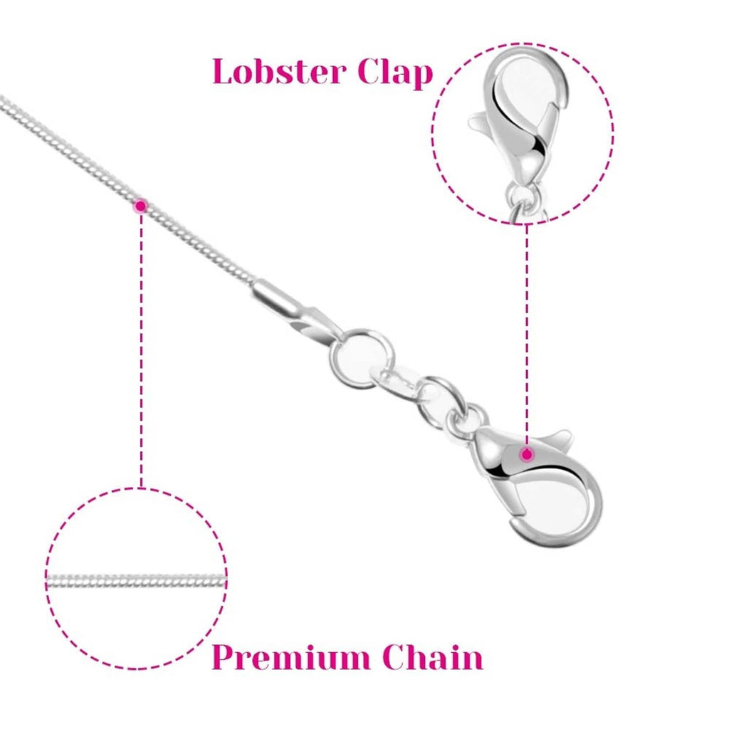 Silver-plated snake chain necklace with lobster clasp and spring-ring closure