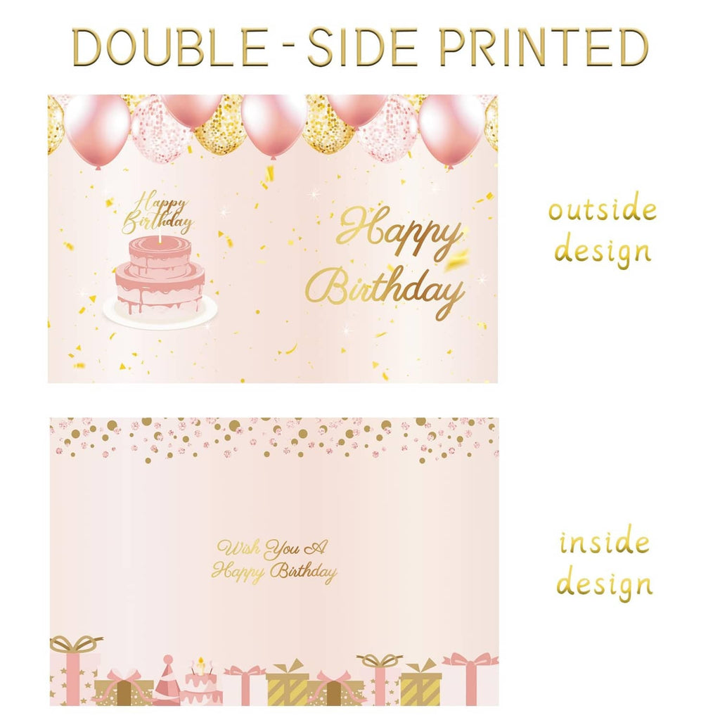 Jumbo birthday card with envelope, rose gold Happy Birthday design, double-sided