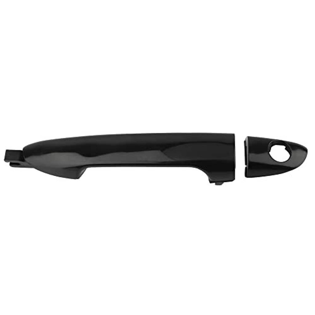 Black exterior door handle with key cylinder escutcheon, front left driver side