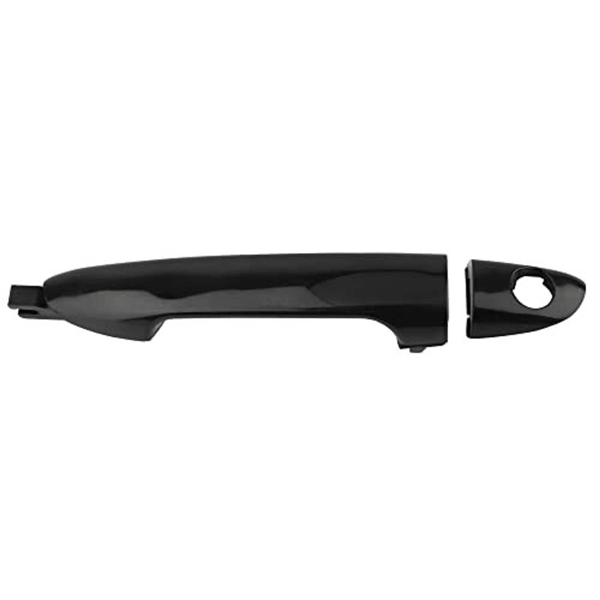 Black exterior door handle with key cylinder escutcheon, front left driver side