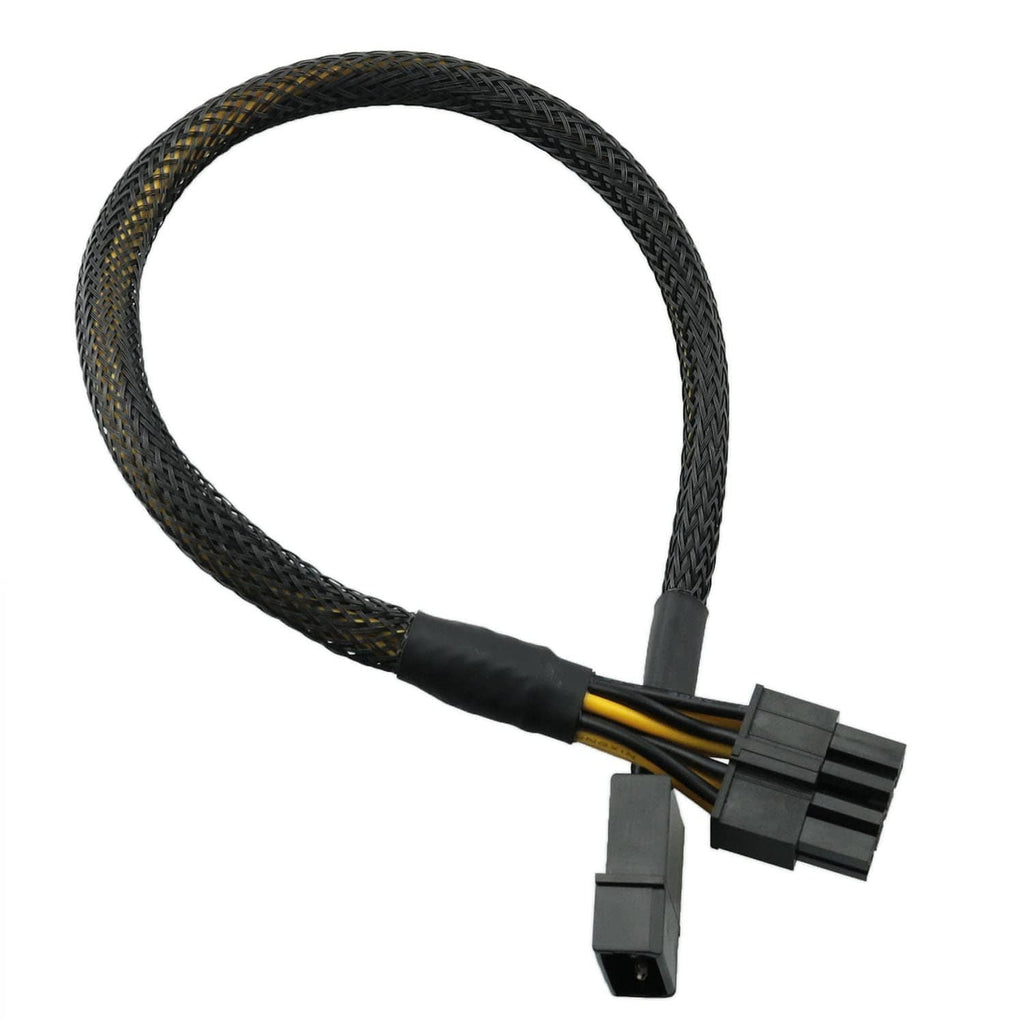 Braided power adapter cable with Molex LP4 male and CPU 8-pin (4+4) connectors