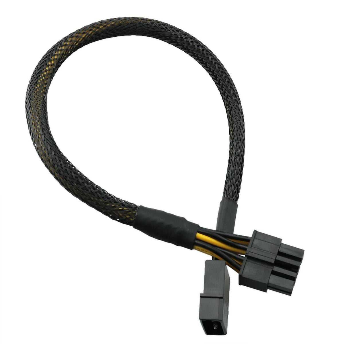 Braided power adapter cable with Molex LP4 male and CPU 8-pin (4+4) connectors