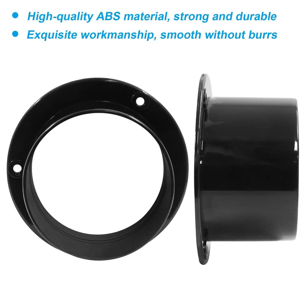 Black ABS duct connector coupling ring with mounting holes, side view