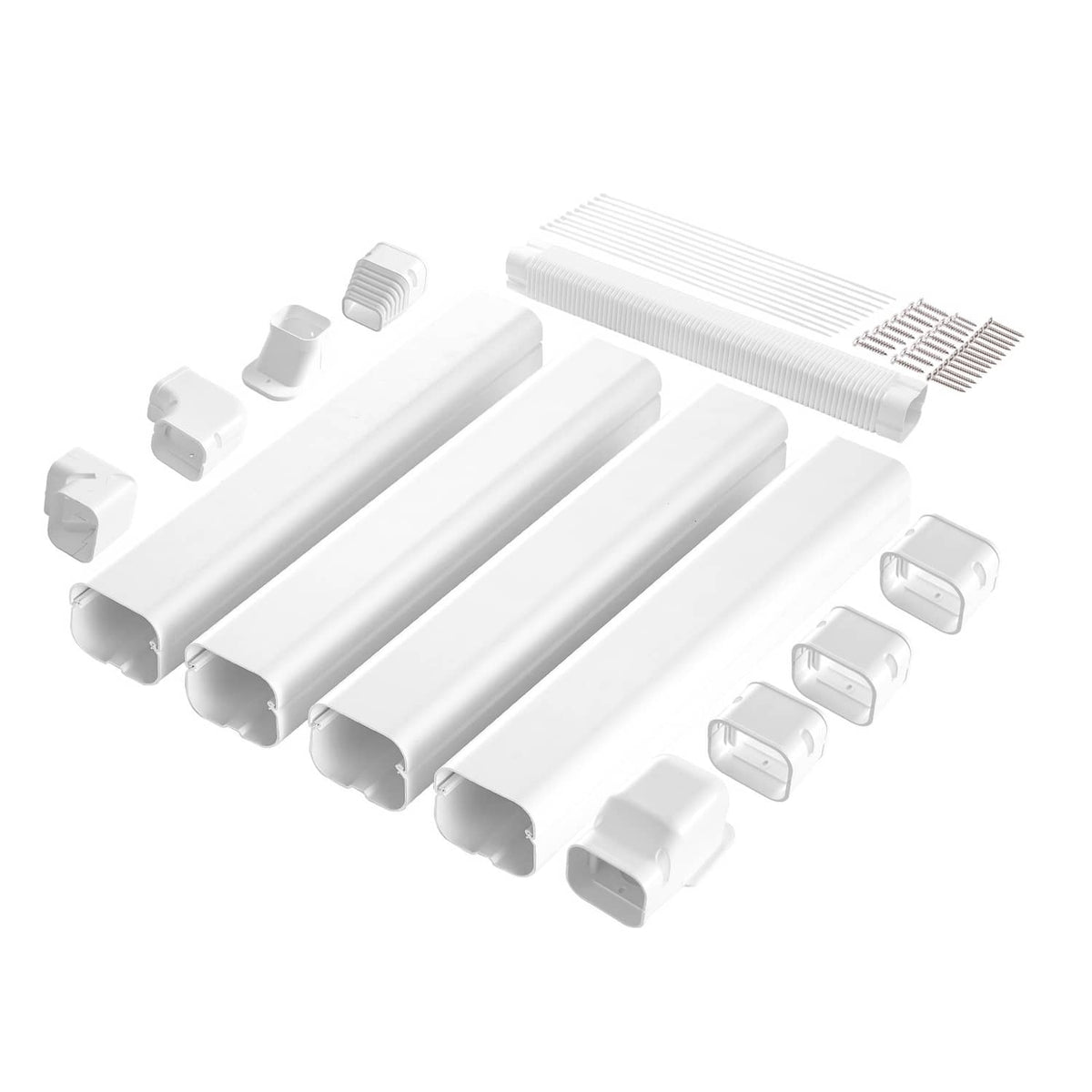 White line set cover kit bundle with multiple straight cover pieces and corner fittings