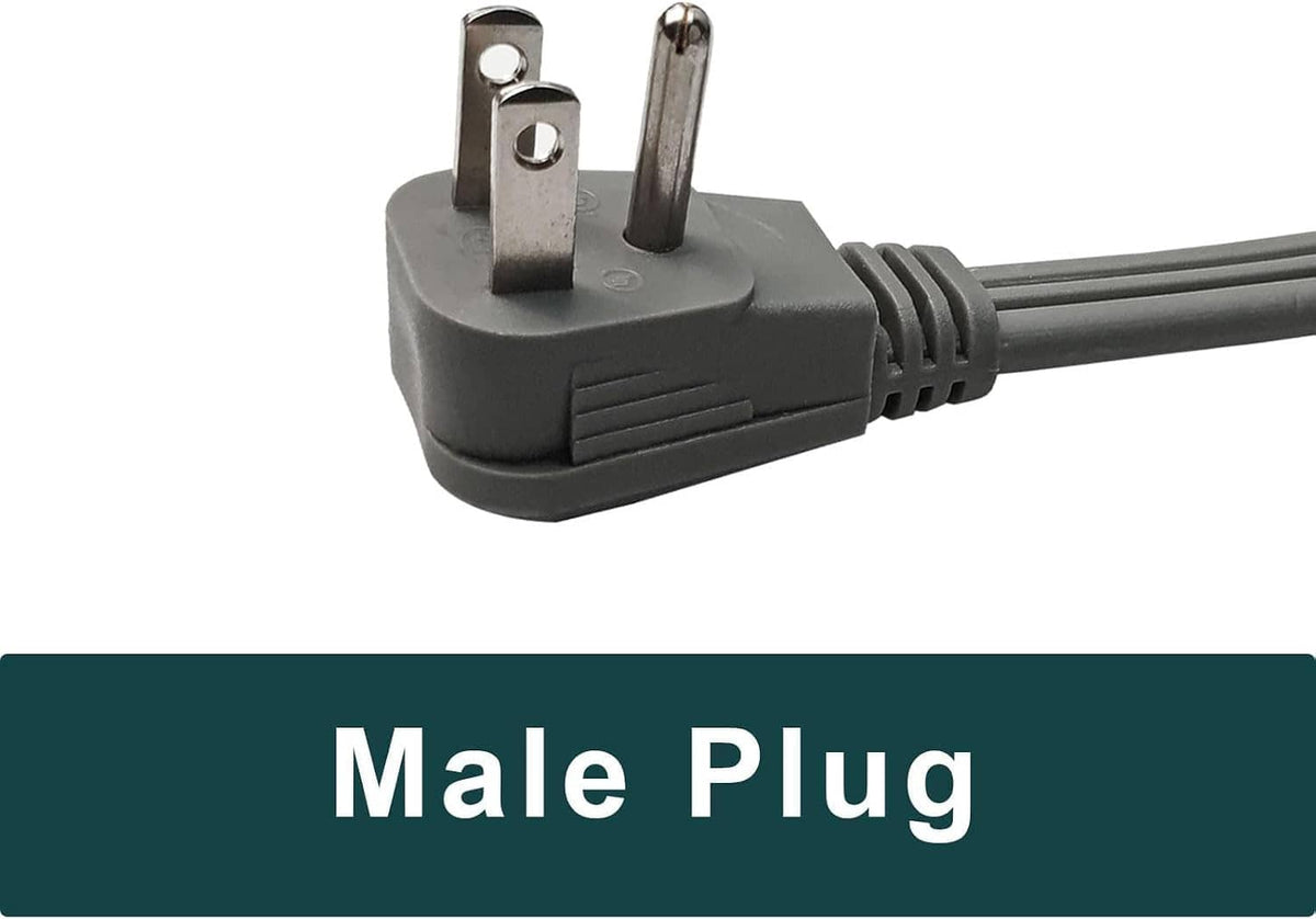 Gray male 3-prong grounded plug on heavy-duty extension cord