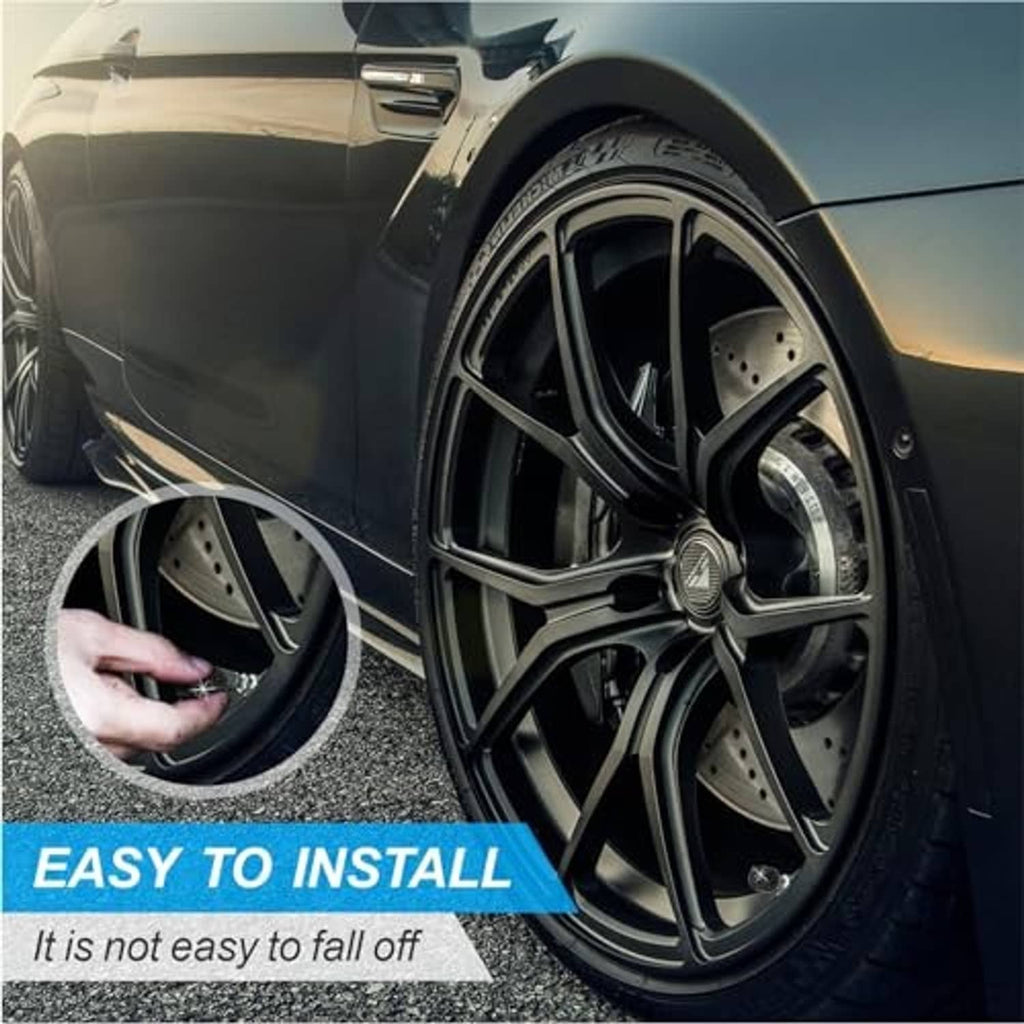 Black rhinestone tire valve stem cap on car wheel valve, round star sparkle design