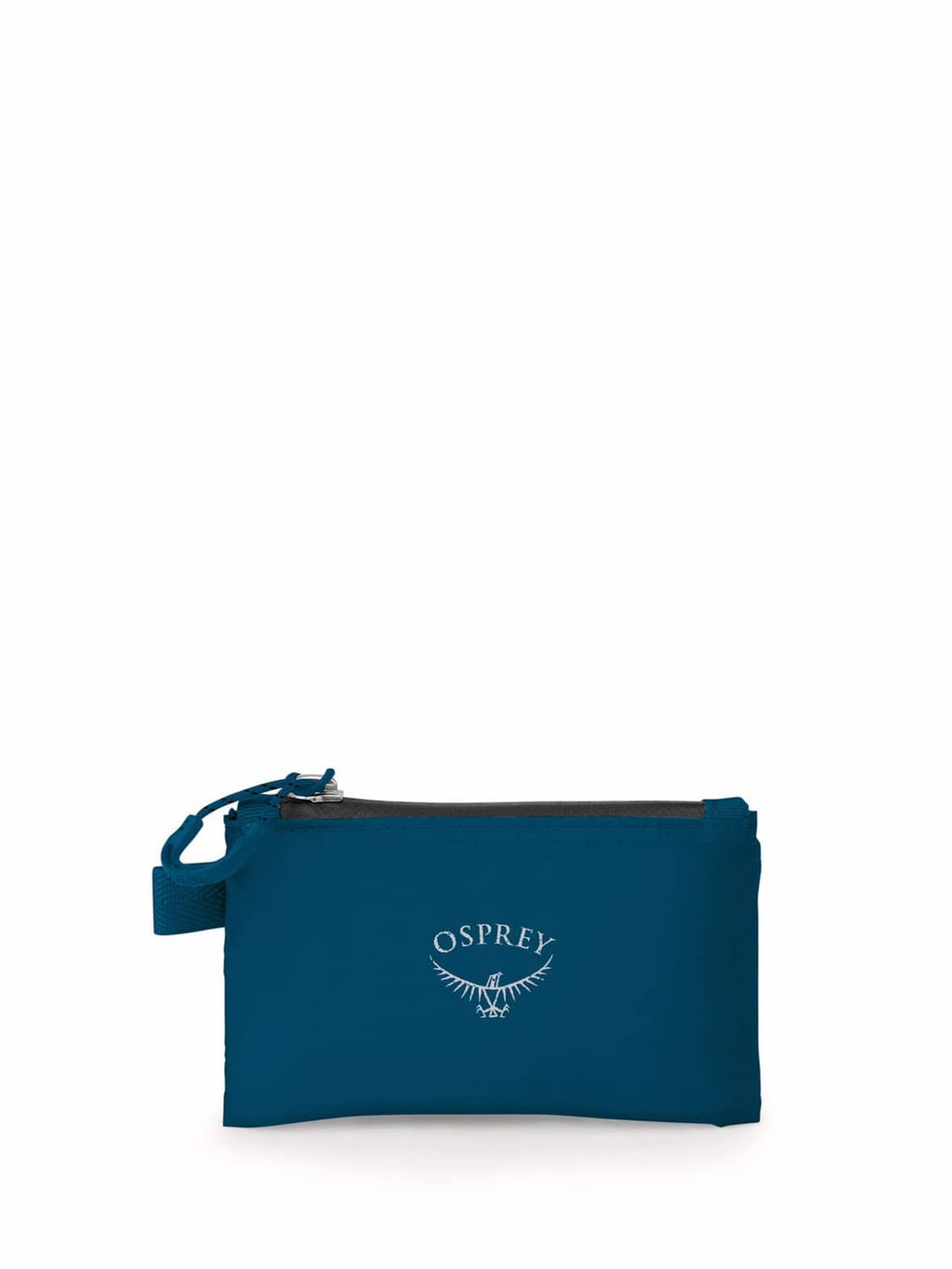 Osprey ultralight zip wallet, waterfront blue, rectangular pouch with wrist strap and logo
