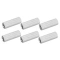 Set of 6 M6 coupling nuts, silver stainless steel hex sleeves