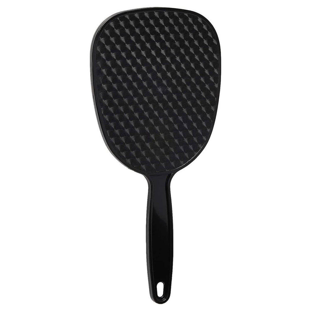 Black single-sided magnifying mirror back with textured diamond pattern panel