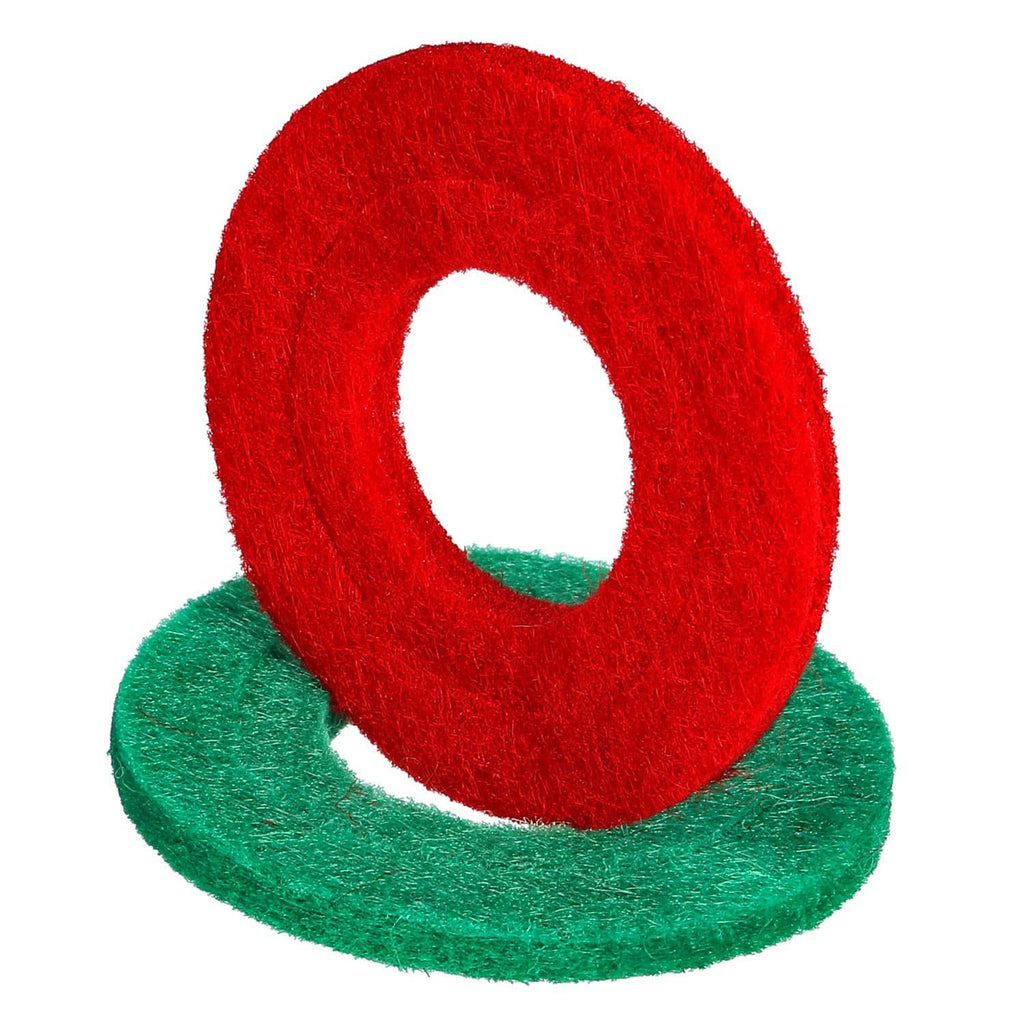 Single stacked fiber battery terminal washer set: red ring over green base