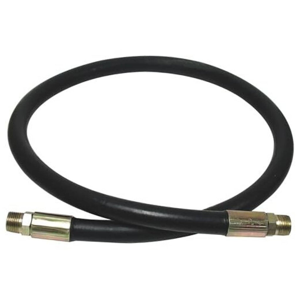 Black hydraulic hose with two metal crimp fittings, 3/8-in x 36-in length