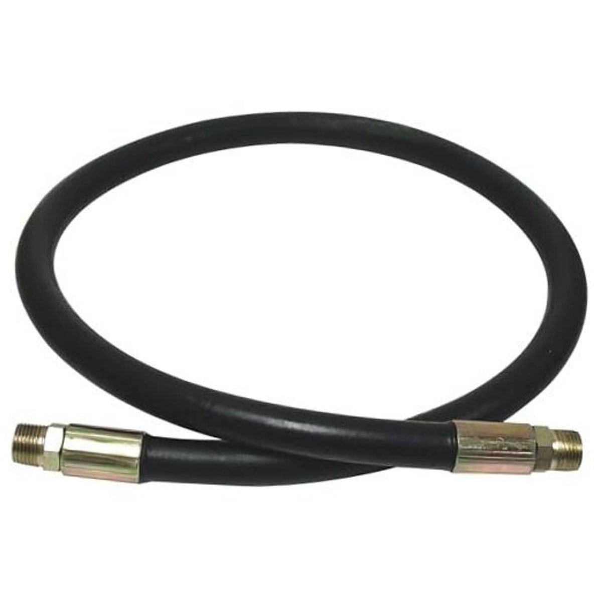 Black hydraulic hose with two metal crimp fittings, 3/8-in x 36-in length