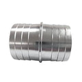 Aluminum hose barb splice coupler with ribbed body and central connector ring