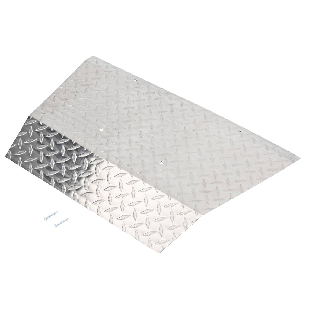 Aluminum diamond plate bumper cover panel with two-tone diamond pattern and included screws