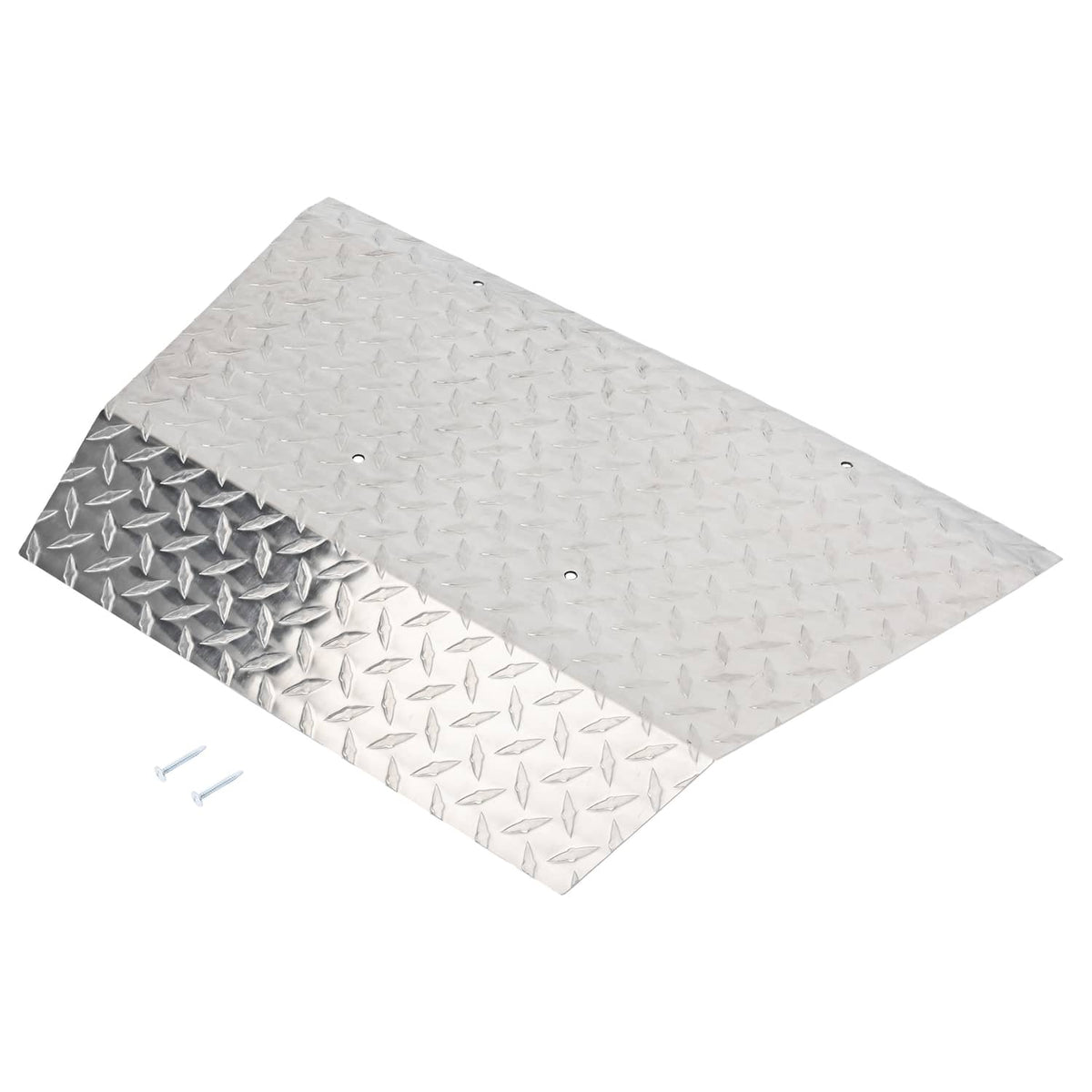 Aluminum diamond plate bumper cover panel with two-tone diamond pattern and included screws