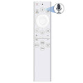 White TV remote control with circular navigation pad and power button