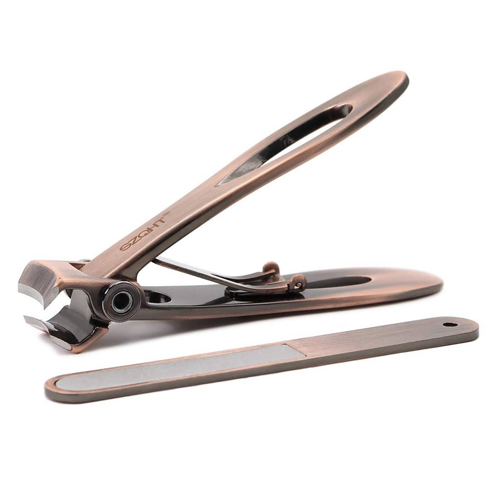 Bronze toenail clipper set with wide jaw and matching nail file