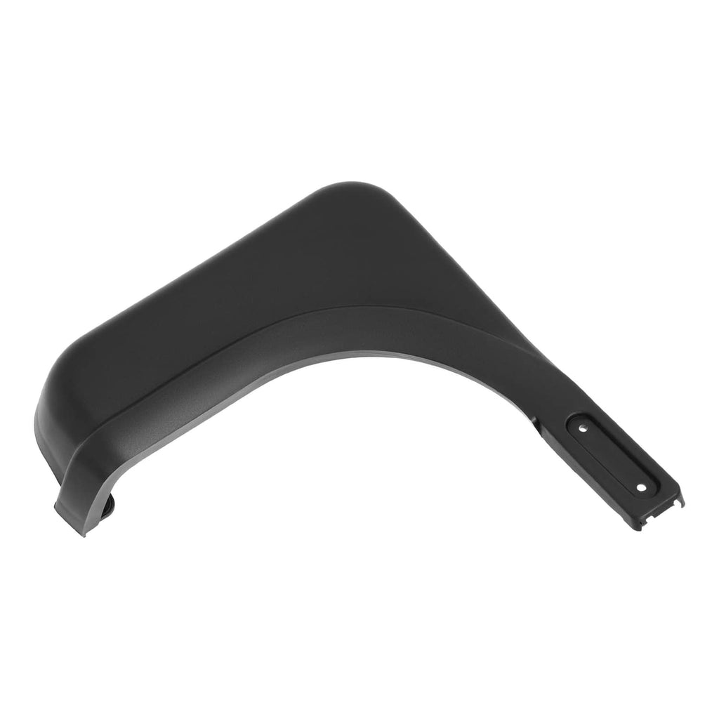 Black left golf cart fender cap with arched edge and two mounting holes