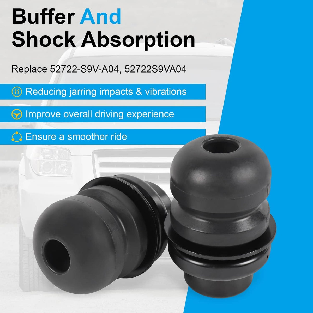Black shock absorption bump stop pair with raised band details