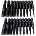 Hex-head Allen drill bits set, black S2 bits with hex ends and size markings