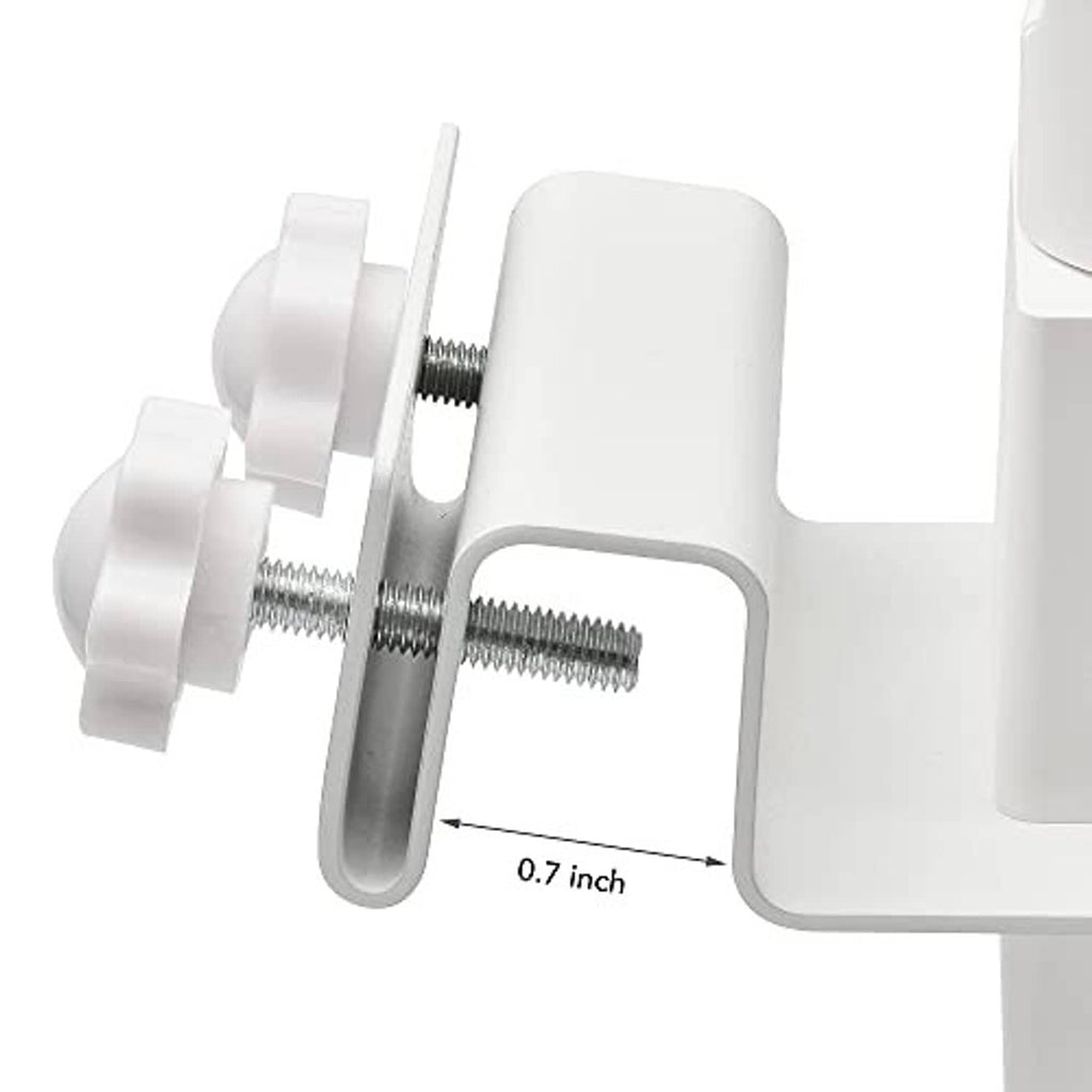 White gutter mount hardware bracket with 0.7-inch measurement and mounting screws